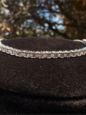 Diamond Bolo Bracelet 0.25 CTW 14K White Gold Over Sterling Adjustable